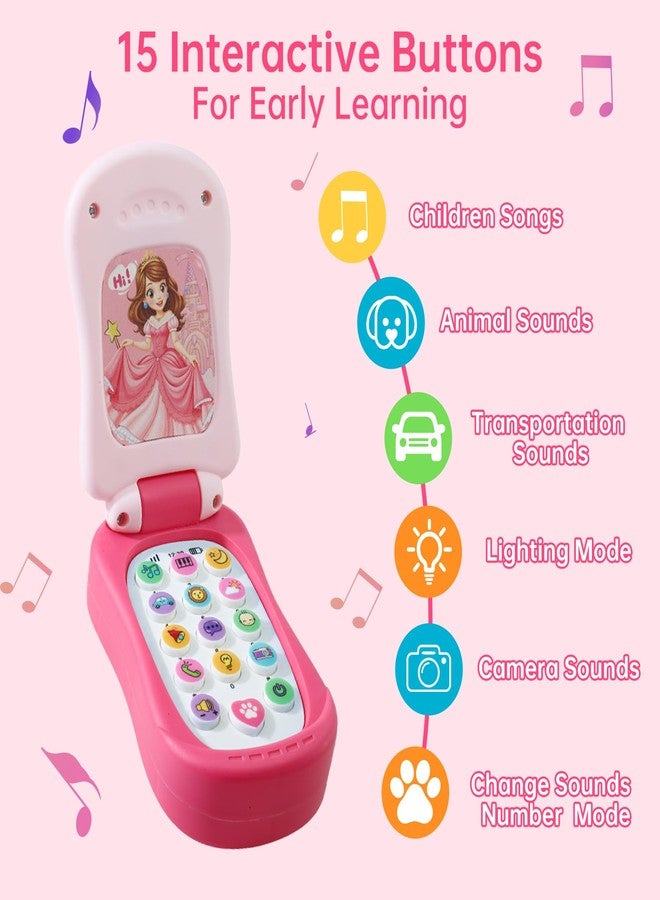 FENYAN Baby Cell Phone Toy 12-18 Months, Toddler Play Phone with Light and Music, Preschool Learning and Education, Christmas Birthday Gifts Princess Flip Smartphone Toys for Girl 1-3 - Image 2